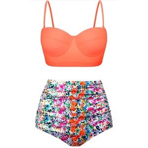 Tempt Me Women's Bikini Sets Two Piece Retro Swimsuit‎ High Waisted, XXL
